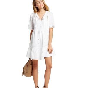 Knox Rose Women's White Cotton Peasant Dress